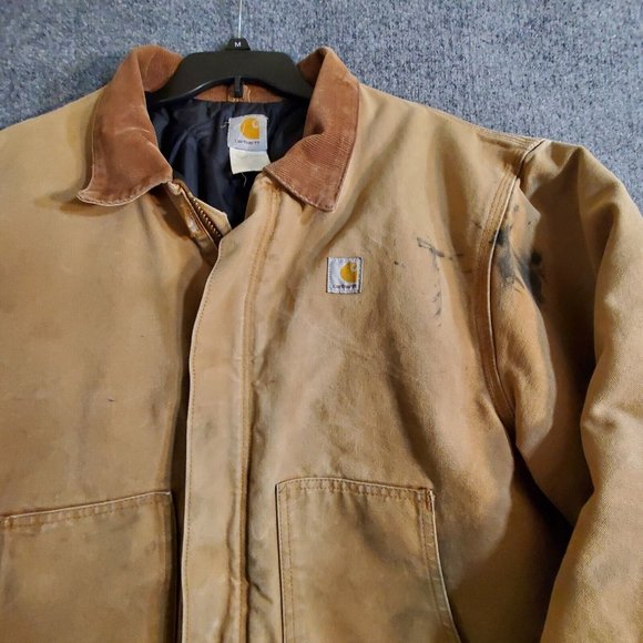 VINTAGE CARHARTT BRN ARCTIC QUILT LINED DUCK CANVAS BROWN JACKET SIZE XL - Picture 3 of 16